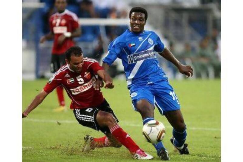 Carlos Tenerio, in blue, had lot of problems with the hamstrings and those did not look like getting solved soon in the future, according to the manager Khalid Obaid.