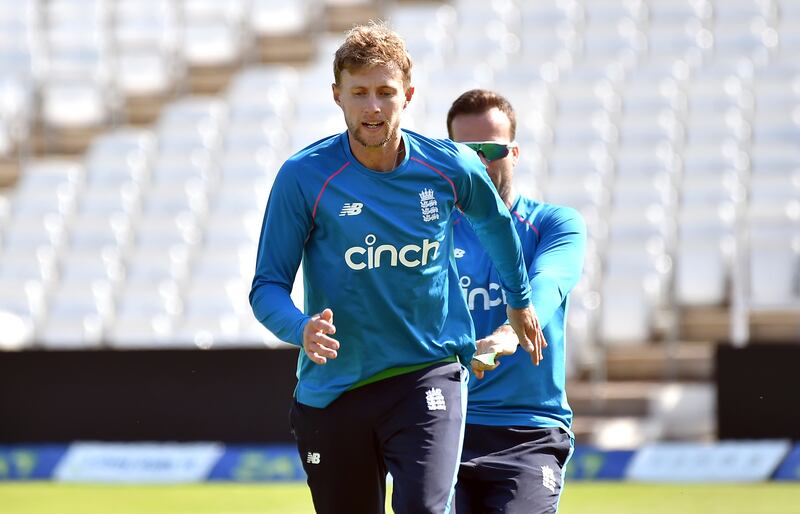 England captain Joe Root during trains on the eve of the first Test against India in Nottingham.