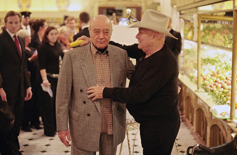 Mohamed Al-Fayed and Hollywood actor Tony Curtis. AFP