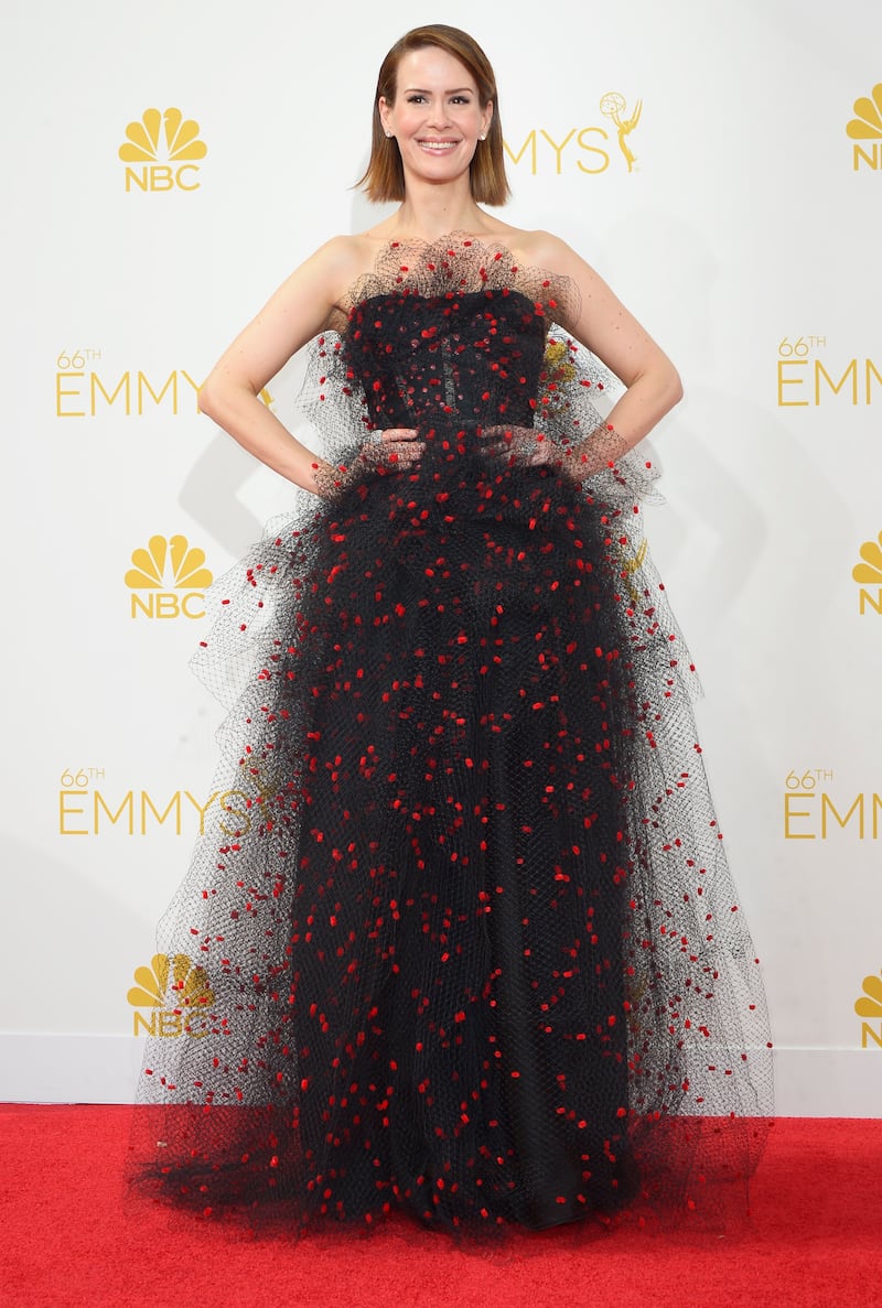 Sarah Paulson wears Armani to the 2014 Primetime Emmy Awards. EPA