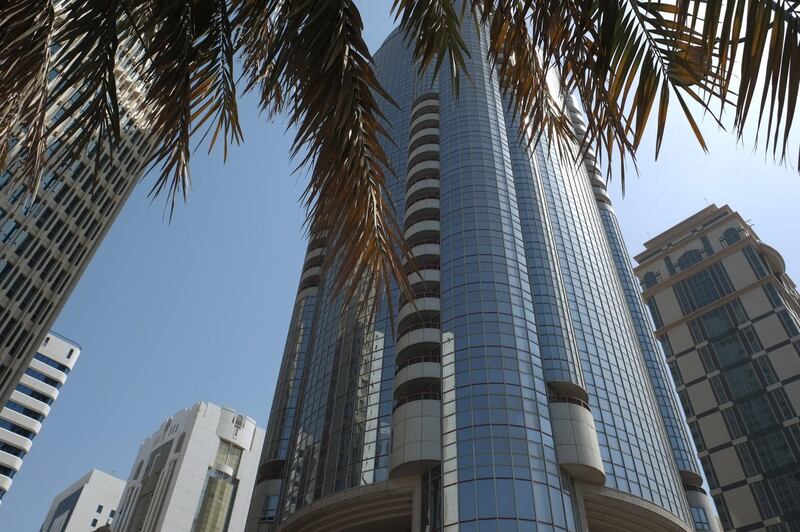 ABU DHABI, UNITED ARAB EMIRATES - - -  August 6, 2015 --- Silver Tower, also known as the Sheikh Hamdan Bin Zayed Al Nahyan Tower, is 120 meter tall building located on the Corniche in Abu Dhabi.  The high rise building used to be the 16th tallest building in Abu Dhabi in 2006.    ( DELORES JOHNSON / The National )  *** Reporter is none  *** *** Local Caption ***  DJ-060815-BZ-Stock-Corniche-012.jpg