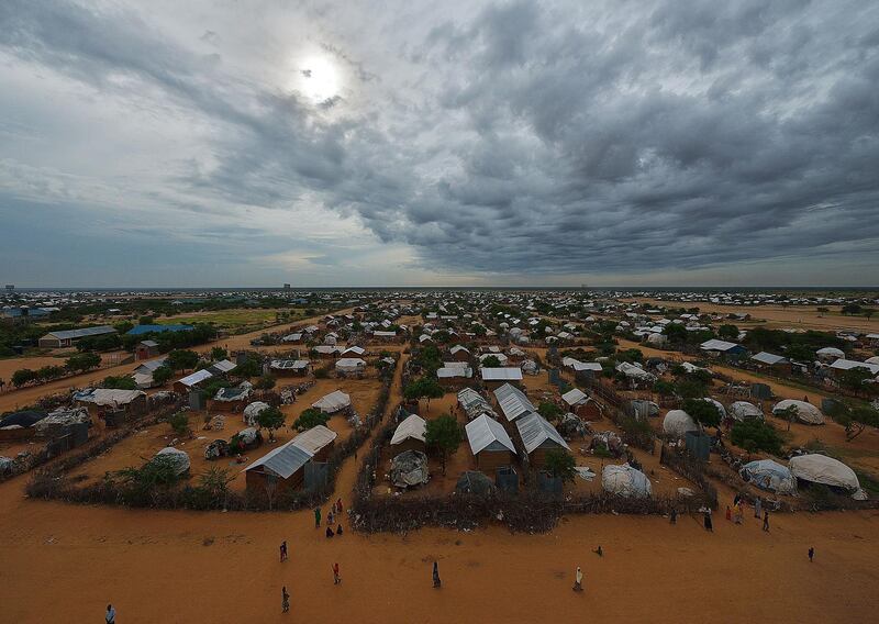An overview of the part of the eastern sector of the IFO-2 camp in the sprawling Dadaab refugee camp, north of the Kenyan capital Nairobi seen on April 28, 2015.  AFP PHOTO/Tony KARUMBA (Photo by TONY KARUMBA / AFP)