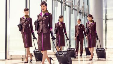 Etihad cabin crew. The airline provides free accommodation and a competitive salary to its cabin crew. Photo: Etihad