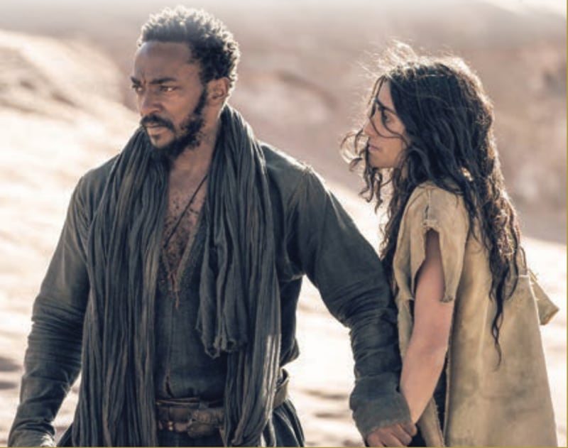 'Desert Warrior' is the biggest production to take place in the kingdom to date. 'Rise of the Planet of the Apes' director Rupert Wyatt is heading up a crew of about 500 for this big budget historical epic. Pictured is Anthony Mackie, left, and Aiysha Hart. Photo: MBC Studios