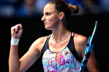 Czech Republic's Karolina Pliskova reacts on a point against Poland's Magda Linette during their women's singles quarter-final match on day ten of the Australian Open tennis tournament in Melbourne on January 25, 2023.  (Photo by Manan VATSYAYANA  /  AFP)  /  -- IMAGE RESTRICTED TO EDITORIAL USE - STRICTLY NO COMMERCIAL USE --