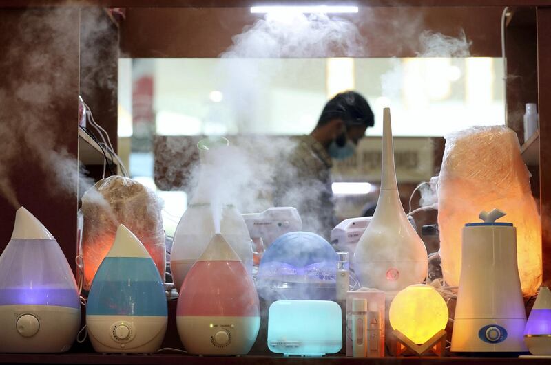 Dubai, United Arab Emirates - N/A. News. Coronavirus/Covid-19. Air humidifiers on display at the Waterfront Market in Deira. Thursday, September 10th, 2020. Dubai. Chris Whiteoak / The National