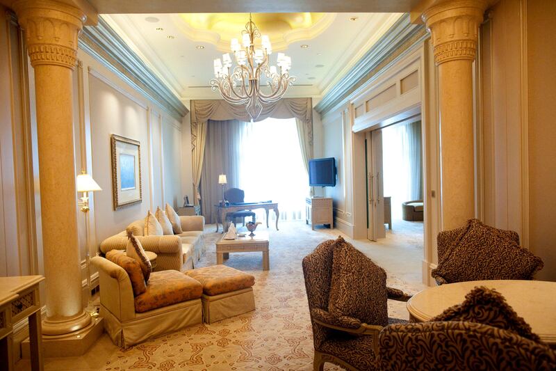 Abu Dhabi, United Arab Emirates, July 15, 2013:     A suite on the seventh floor of Emirates Palace in Abu Dhabi on July 15, 2013. Christopher Pike / The National

Reporter: GILLIAN DUNCAN *** Local Caption ***  CP0715-emirates palace017.JPG