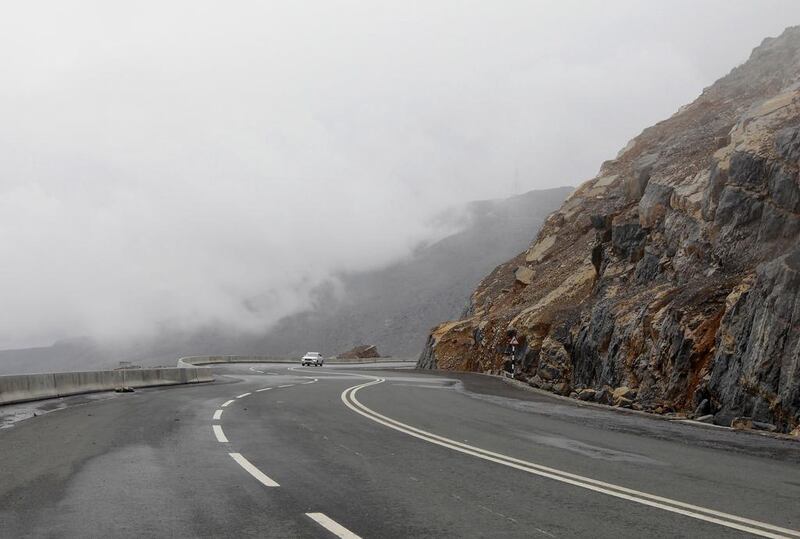 Fog clings to Jebel Jais in Ras Al Khaimah as temperatures drop to 11°C on January 19, 2015. Jeffrey E Biteng / The National