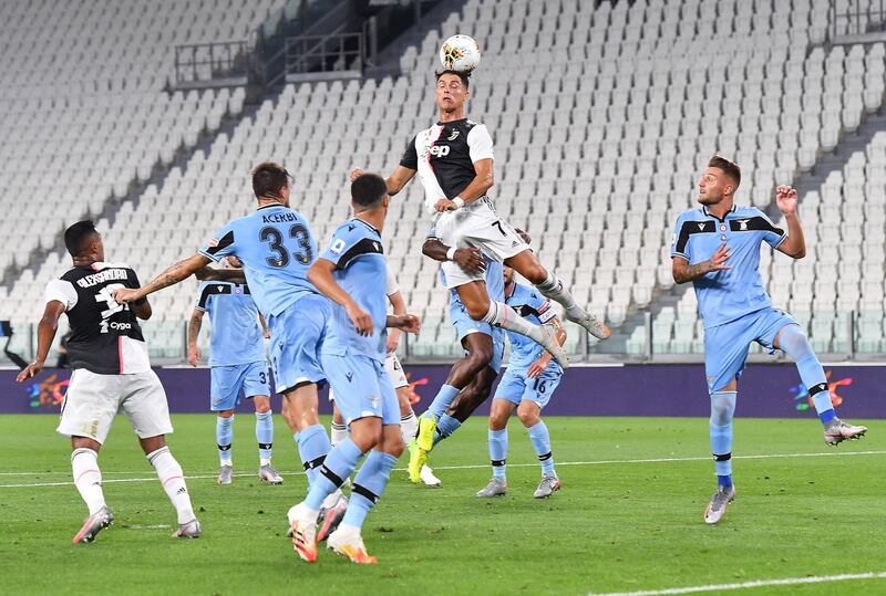 Juventus' Cristiano Ronaldo in action against Lazio at the Allianz Stadium in Turin. EPA