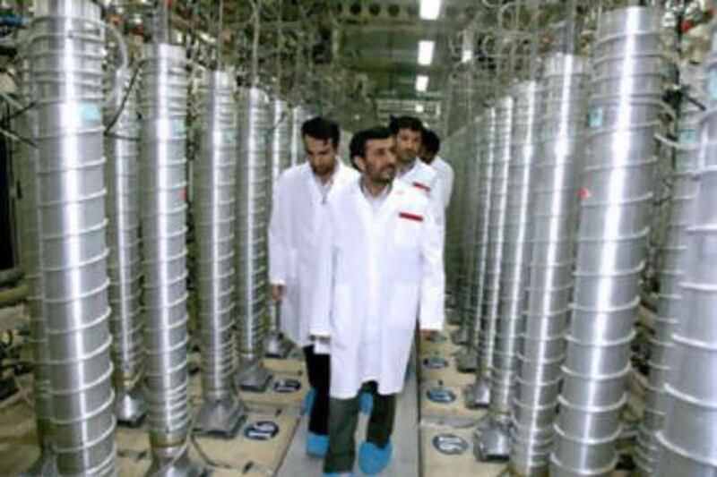 In this picture released by the official website of Iran's presidency office on April 8, the Iranian President Mahmoud Ahmadinejad visits the Natanz uranium enrichment facilities some 300km south of the capital Tehran.