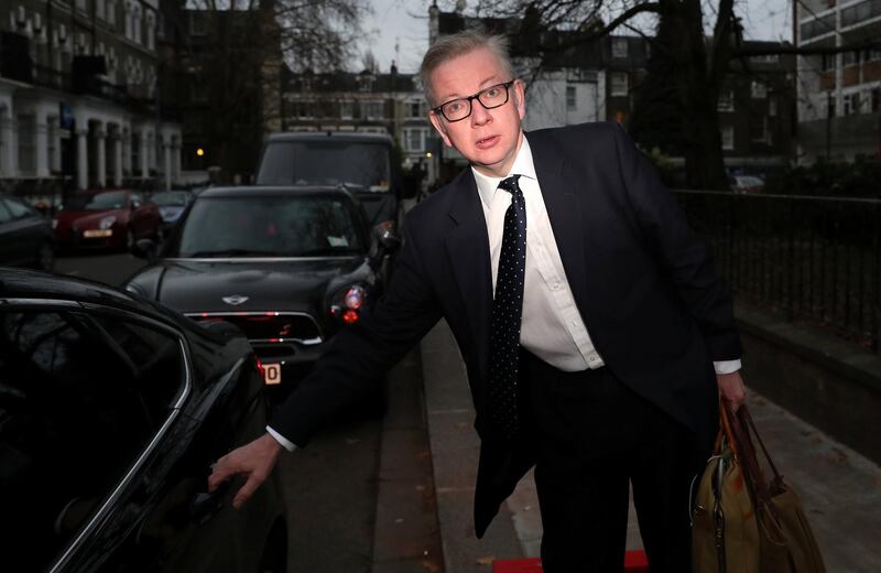 Britain's Secretary of State for Environment, Food and Rural Affairs Michael Gove, leaves his home in London. Reuters
