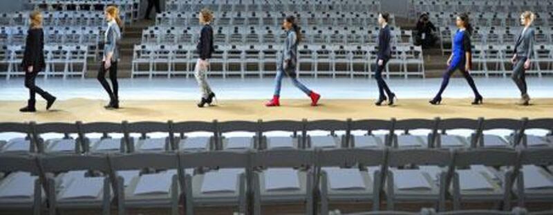 Models rehearse for last week's Vera Wang show, part of New York Fashion Week.