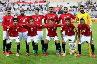 epa07277491 Players of Yemen line up before the 2019 AFC Asian Cup group D soccer match between Yemen and Iraq in Sharjah, United Arab Emirates, 12 January 2019.  EPA/MAHMOUD KHALED