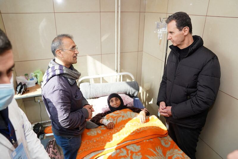 Syrian President Bashar Al Assad visits Aleppo university hospital. Reuters