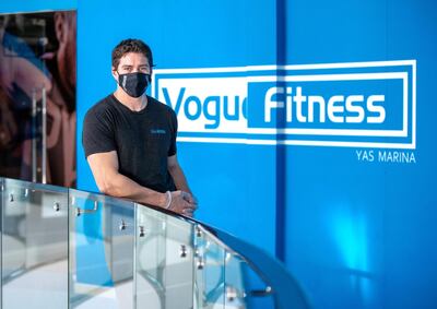 Abu Dhabi, United Arab Emirates, July 1, 2020.   Patrick Hegarty, Co-owner of Vogue Fitness at Yas Marina, Abu Dhabi.Victor Besa  / The NationalSection:  NA Reporter:  Haneen Dajani