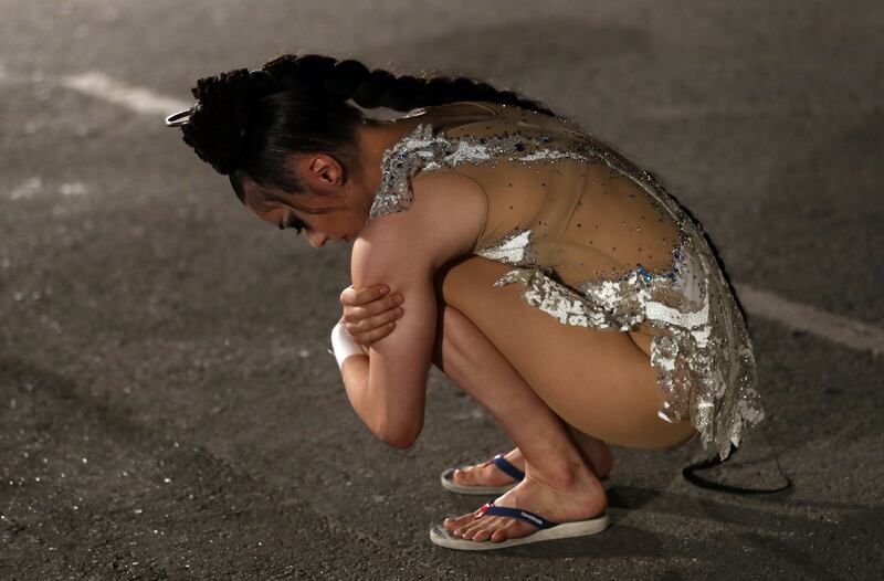 A performer gears up for the show.