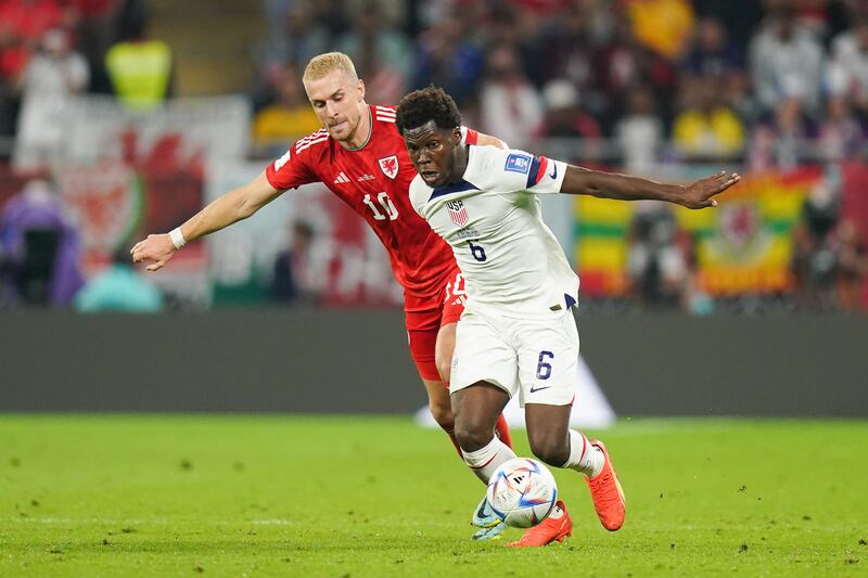 USA's Yunus Musah, right, has played alongside England's Jude Bellingham. A number of American players have polished their game in English football. PA