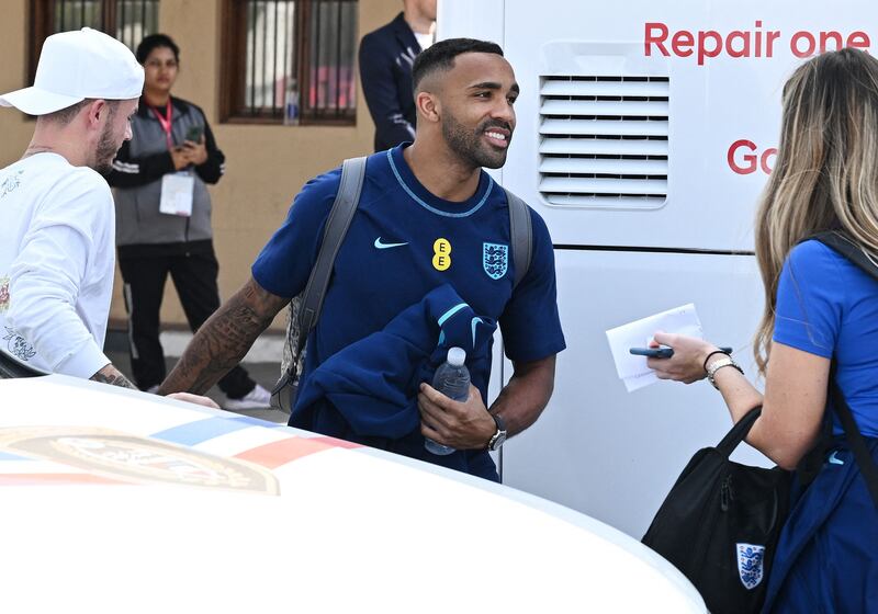 England forward Callum Wilson leaves the team hotel in Doha. AFP