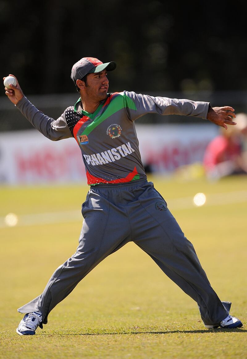 SUNSHINE COAST, AUSTRALIA - AUGUST 14: Najibullah of Afghanistan fields during the ICC U19 Cricket World Cup 2012 match between New Zealand and Afghanistan at Kev Hackney Oval on August 14, 2012 on the Sunshine Coast, Australia. (Photo by Matt Roberts-ICC/ICC via Getty Images)
