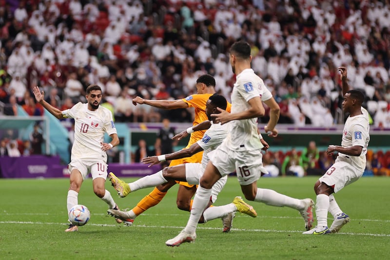 Cody Gakpo fires the Netherlands into a first-half lead. Getty