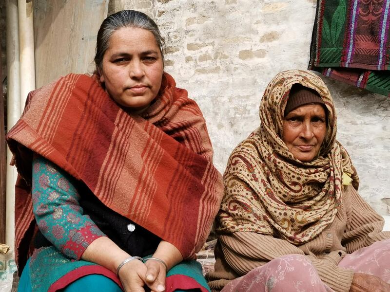 Gurmeet Kaur, 75, and daughter-in-law Sukhvir Kaur, 40, at their home in Rauni village in district Ludhiana in Punjab. Gurmeet’s son Balwinder Singh has been protesting against the new farm laws at Singhu border for over 50 days. Taniya Dutta for The National