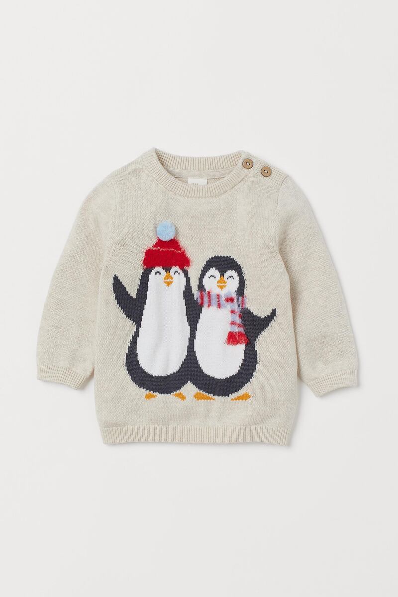 Girls' penguin jumper, Dh89, H&M.