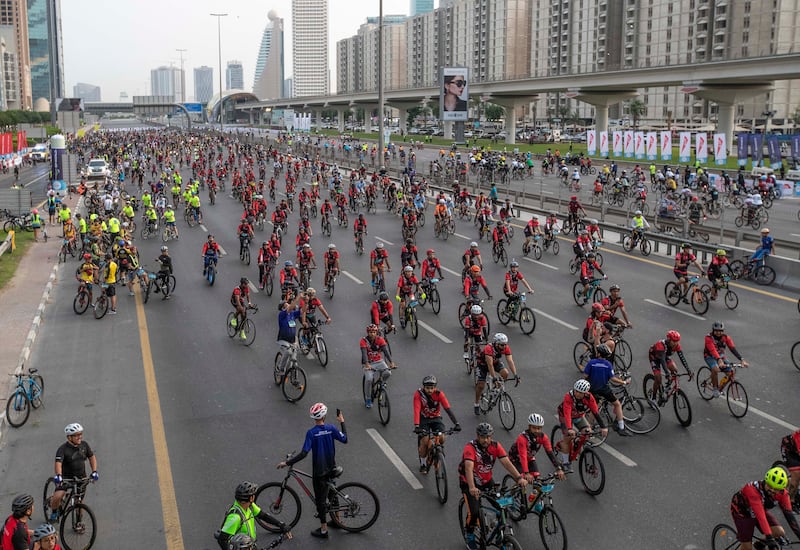 Thousands of people took part in annual Dubai Ride on the skyscraper-lined super-highway that cuts through the centre of the city. 