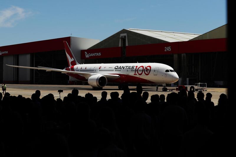 Qantas QF7879 direct from London arrives. Getty Images
