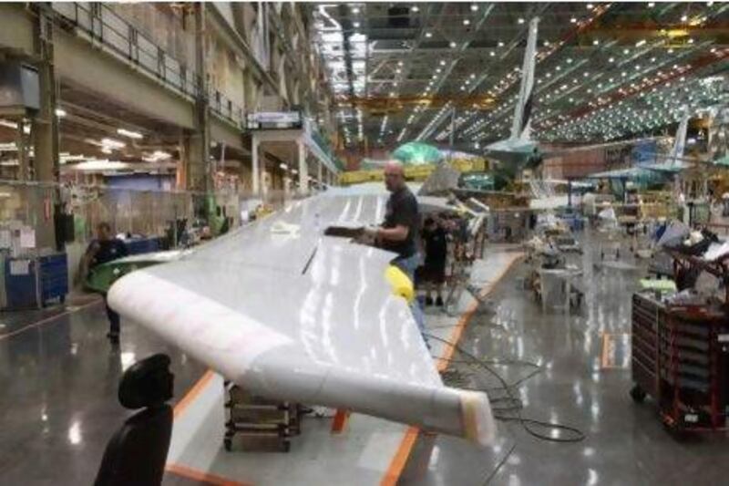 Boeing last night accused European governments of handing Airbus billions of taxpayers' euros towards the launch of its new A350 airliner. Above, workers on Boeing's 777 assembly line in Everett, Washington. The Seattle Times, Ken Lambert / AP Photop