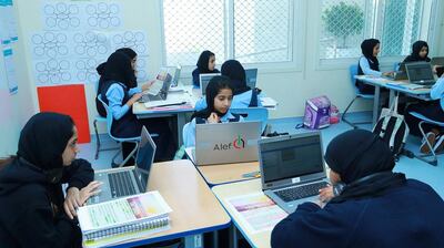 Pupils use Alef Education's platform at Al Asayel School in Abu Dhabi. Courtesy: Alef Education  