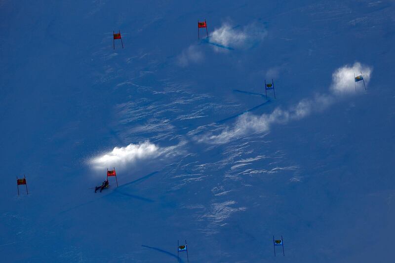 Thibaut Favrot  during the Alpine Ski World Cup men's giant slalom in Austria on Sunday, October 2. Getty