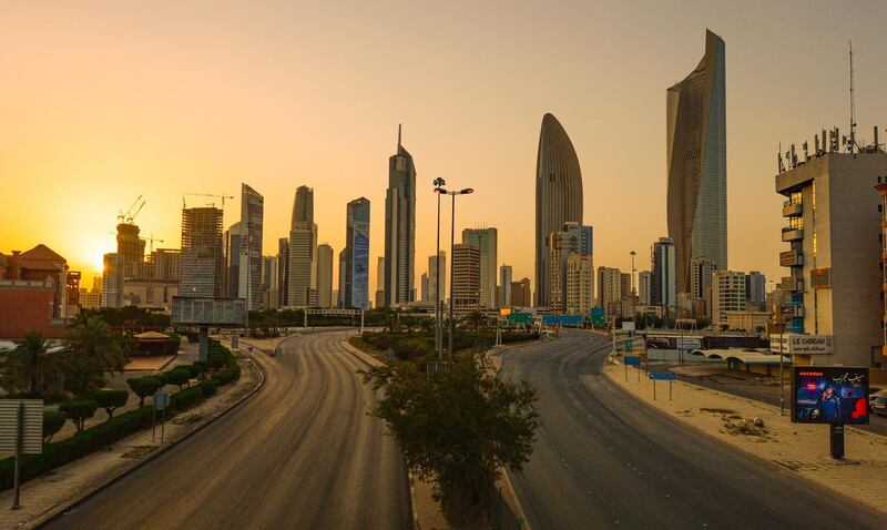 epa08330700 A view of empty streets, in Kuwait City, Kuwait, 29 March 2020. Kuwait imposed a nationwide curfew due to the ongoing pandemic of the Covid-19 disease caused by the SARS-CoV-2 coronavirus.  EPA/NOUFAL IBRAHIM