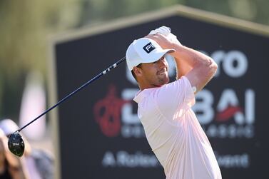 DUBAI, UNITED ARAB EMIRATES - JANUARY 29: Victor Perez of France tees off on the 18th hole during the Third Round on Day Four of the Hero Dubai Desert Classic at Emirates Golf Club on January 29, 2023 in Dubai, United Arab Emirates. (Photo by Ross Kinnaird / Getty Images)