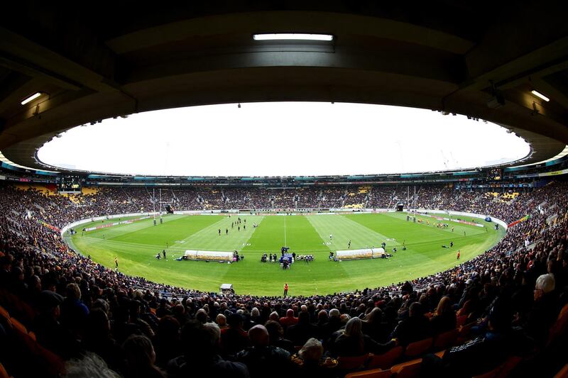 A general view inside the near full capacity Sky Stadium during the Bledisloe Cup match between the New Zealand and the Australia. Getty Images