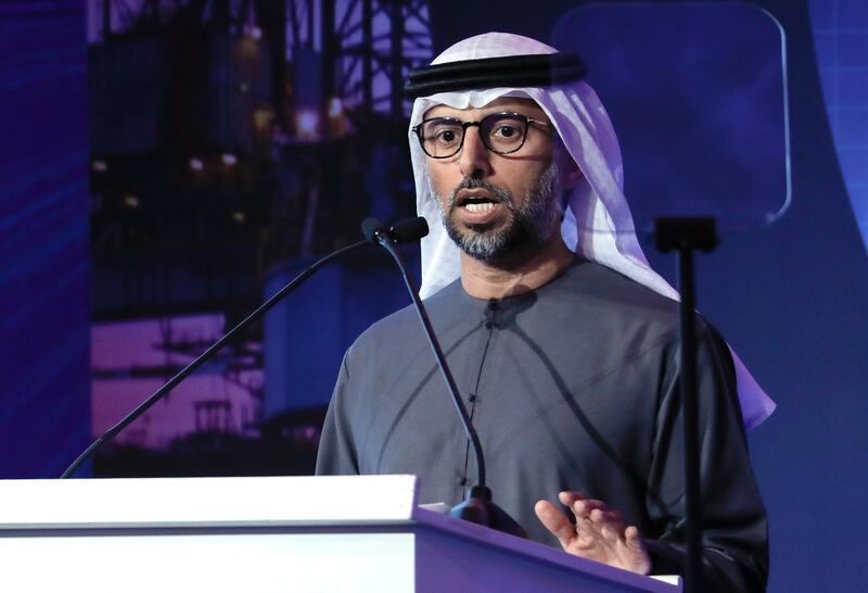 Abu Dhabi, United Arab Emirates, January 11, 2020.  Atlantic Council Global Energy forum, Abu Dhabi.
H.E. Suhail Al Mazrouei, Minister of Energy and Industry, United Arab Emirates at the forum.
Victor Besa / The National
Section:  BZ
Reporter:  Jennifer Gnana