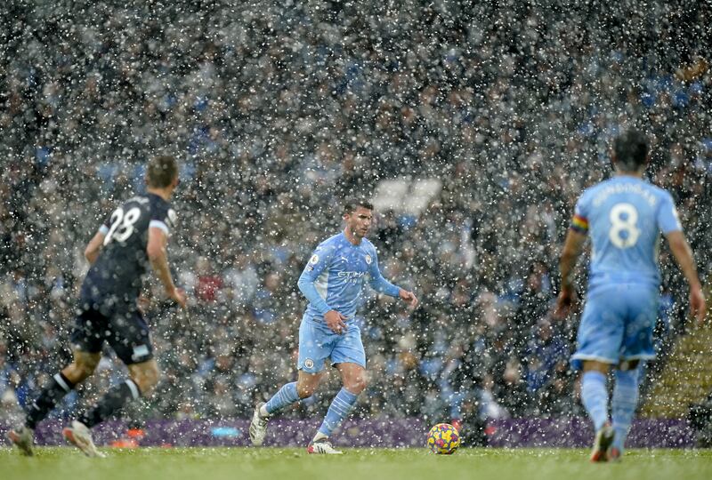 Manchester City defender Aymeric Laporte in action against West Ham. EPA