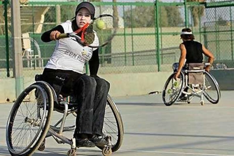 Zainab Khadim Alwan trains at al-Sha'ab stadium in Baghdad.