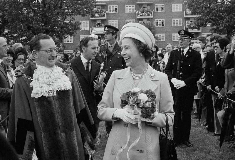 Queen Elizabeth II in Deptford, during a walkabout to commemorate her Silver Jubilee, London, UK, 9th June 1977. (Photo by Evening Standard/Hulton Archive/Getty Images)