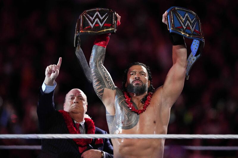 WWE's Night of Champions will mark Roman Reign's 1,000 days as champion if he is still holding the title. Joe Camporeale / USA Today