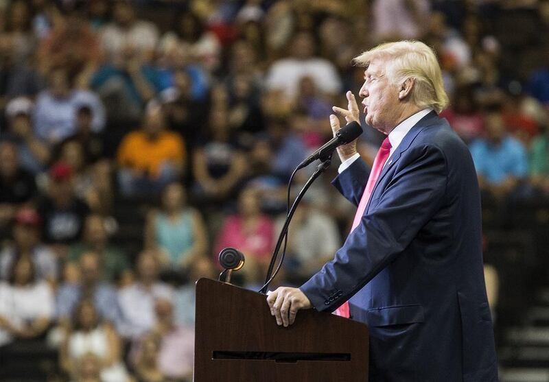 Donald Trump speaks during a rally at the Jacksonville Veterans Memorial Arena, Florida. Mark Wallheiser / Getty Images / AFP