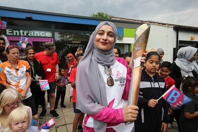 Bearer Nadia Ahmed during the Birmingham 2022 Queen's Baton Relay. Getty