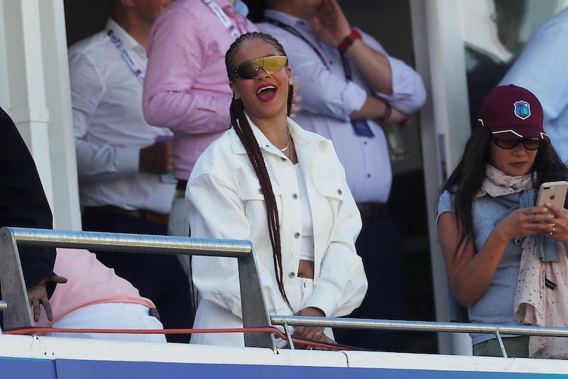 Rihanna in the stands during the match between West Indies and Sri Lanka at Emirates Riverside, Chester-Le-Street. Action Images via Reuters