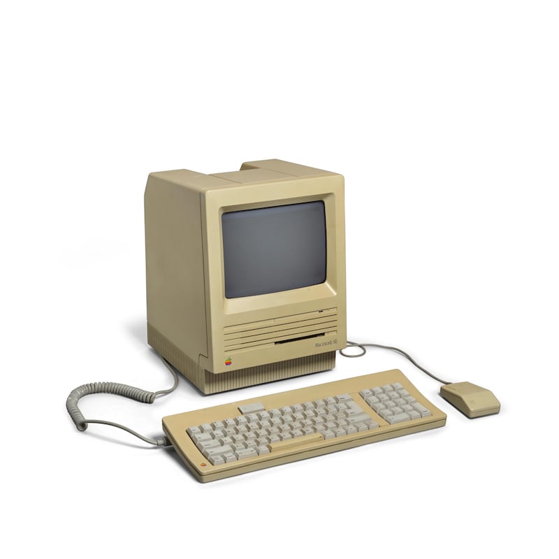 The Macintosh comes with a 20MB internal hard drive, keyboard, mouse and additional back-up hard drive. Photo: Bonhams