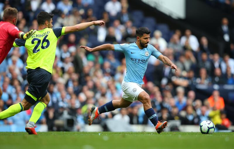 Striker: Sergio Aguero (Manchester City) – His 13th City hat-trick included two superb finishes, continued his fine start to the season and condemned Huddersfield to a 6-1 thrashing. Getty Images