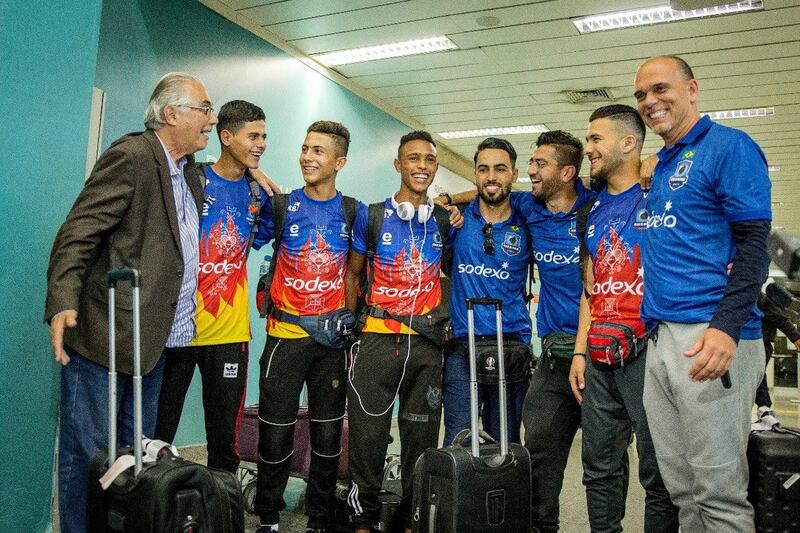 The moment they stepped off the plane in Brazil: they're greeted by The Black Pearls Academy team. Courtesy The Black Pearls Academy