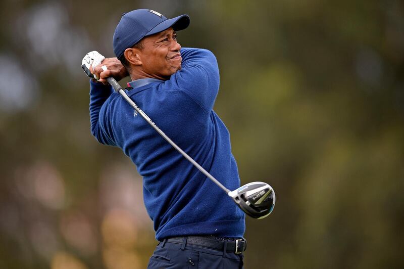 Tiger Woods tees off on the fourth at TPC Harding Park. USA TODAY Sports