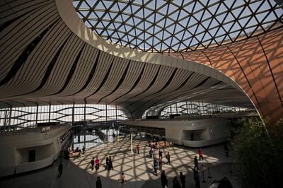 Beijing Daxing International Airport's spectacular design wins admiring glances from visitors. Photo: EPA
