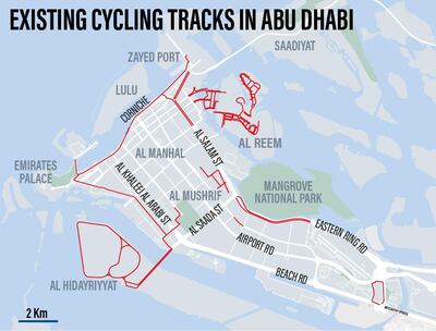 Cycle paths across Abu Dhabi. Roy Cooper / The National 