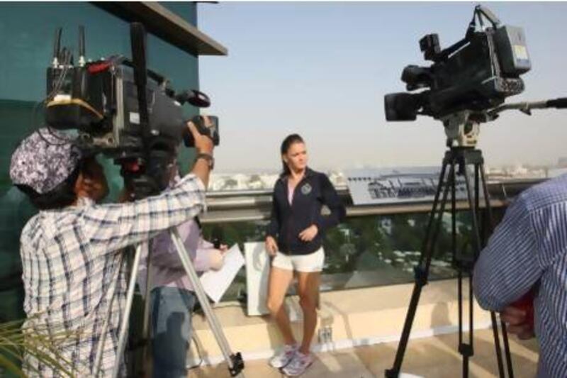 Dubai, United Arab Emirates, Feb 18, 2013 - Agnieszka Radwanska during an interview at the Dubai duty free tennis championship at Jumeirah Creekside Hotel. ( Jaime Puebla / The National Newspaper )