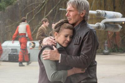 A handout still showing Carrie Fisher and Harrison Ford in  Star Wars: The Force Awakens (Courtesy: Lucasfilm / Disney) *** Local Caption ***  fo24ja-briefs-starwars.jpg